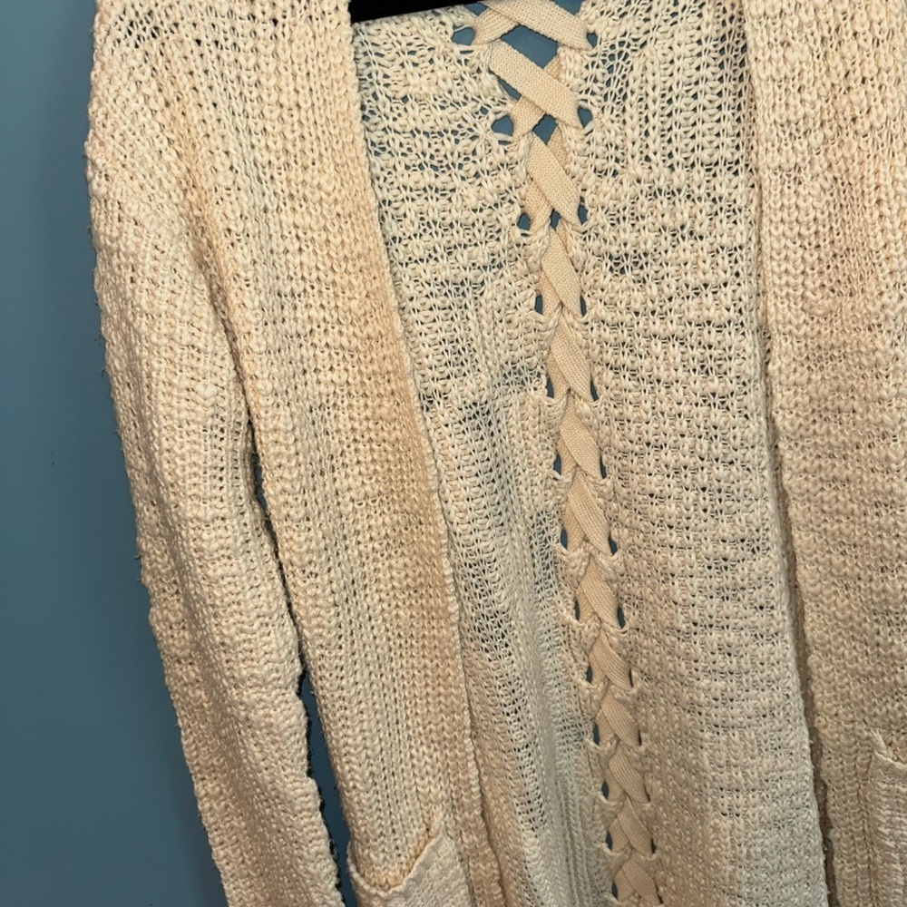 Poof! Cream Open-Knit Cardigan - Picture 3 of 4